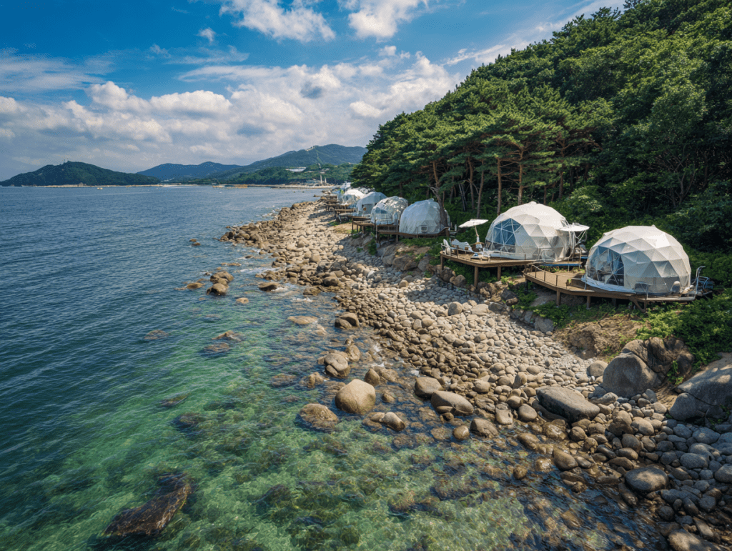5. 경남 거제 몽돌해변 글램핑 - 거제