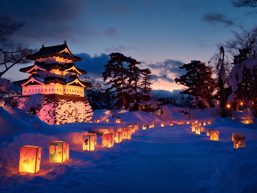 2. 아오모리현 히로사키성 - 겨울 벚꽃의 기적